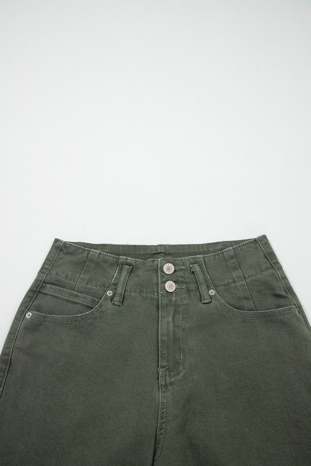 Mist Green 2-Button High Waist Wide Leg Jeans