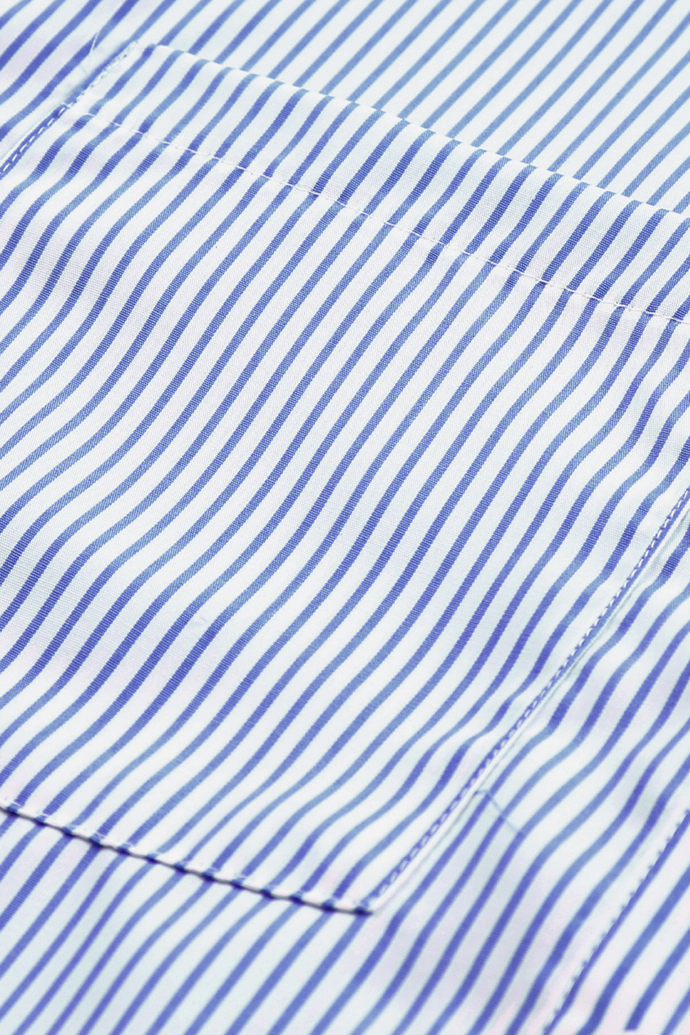 Blue Striped Shirred Cuffs Shirt