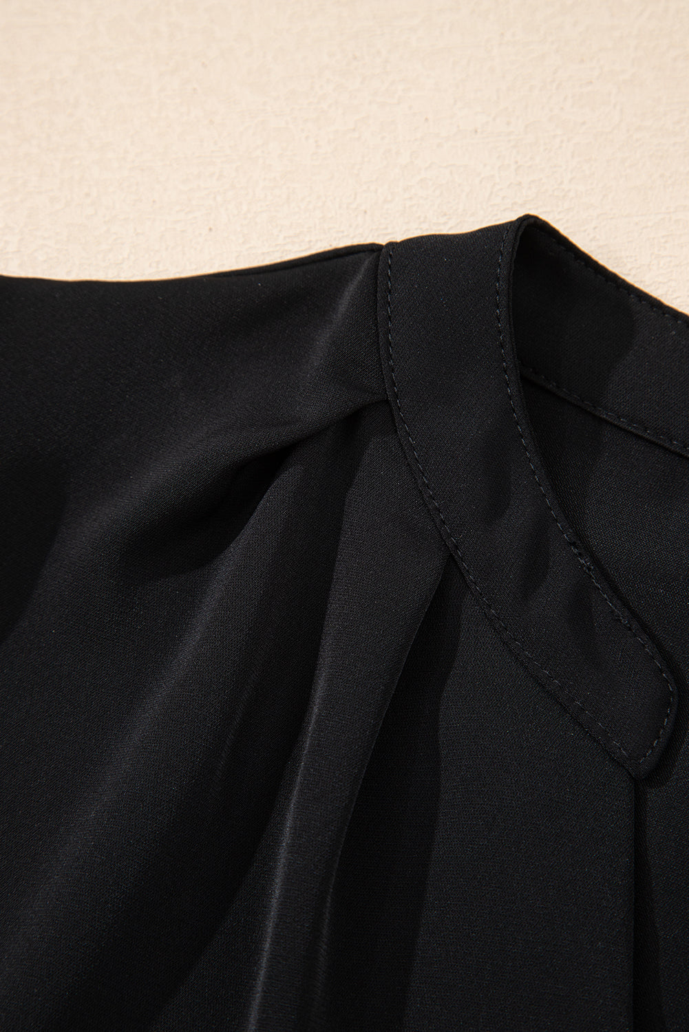 Black V Neck Petal Sleeve Blouse