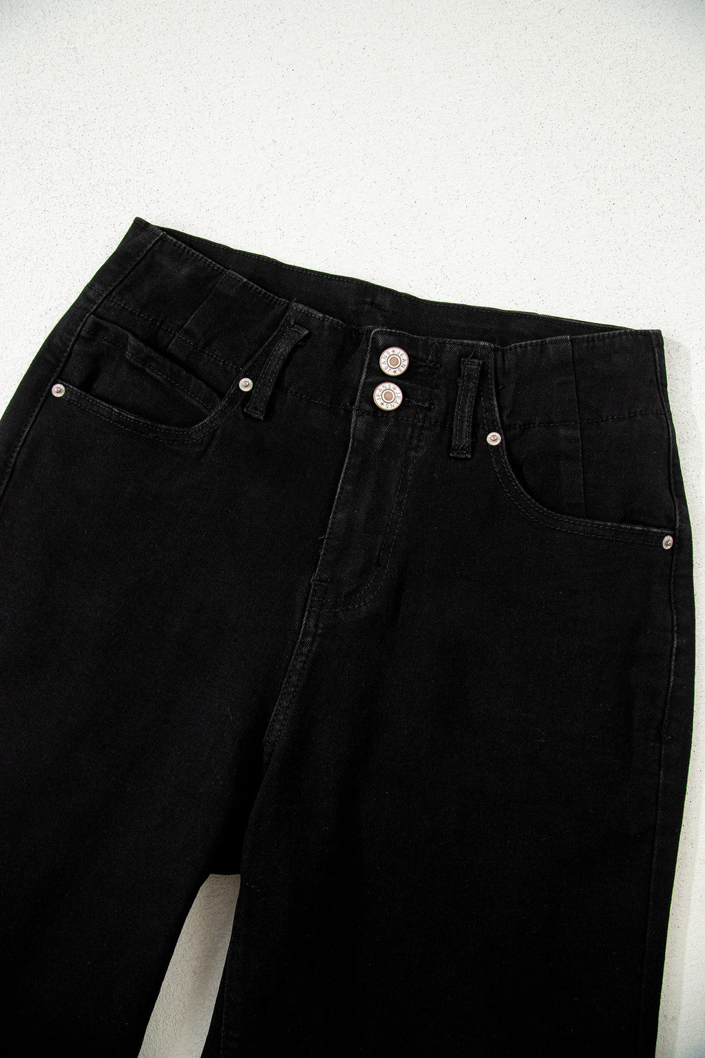 Black 2-Button High Waist Wide Leg Jeans