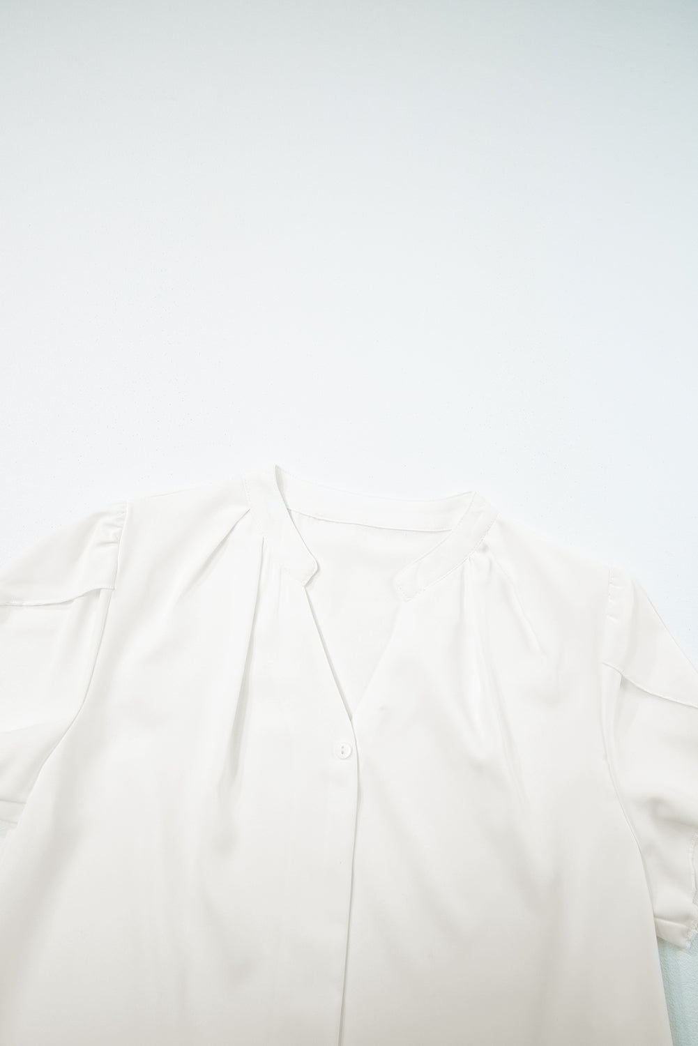White V Neck Petal Sleeve Blouse