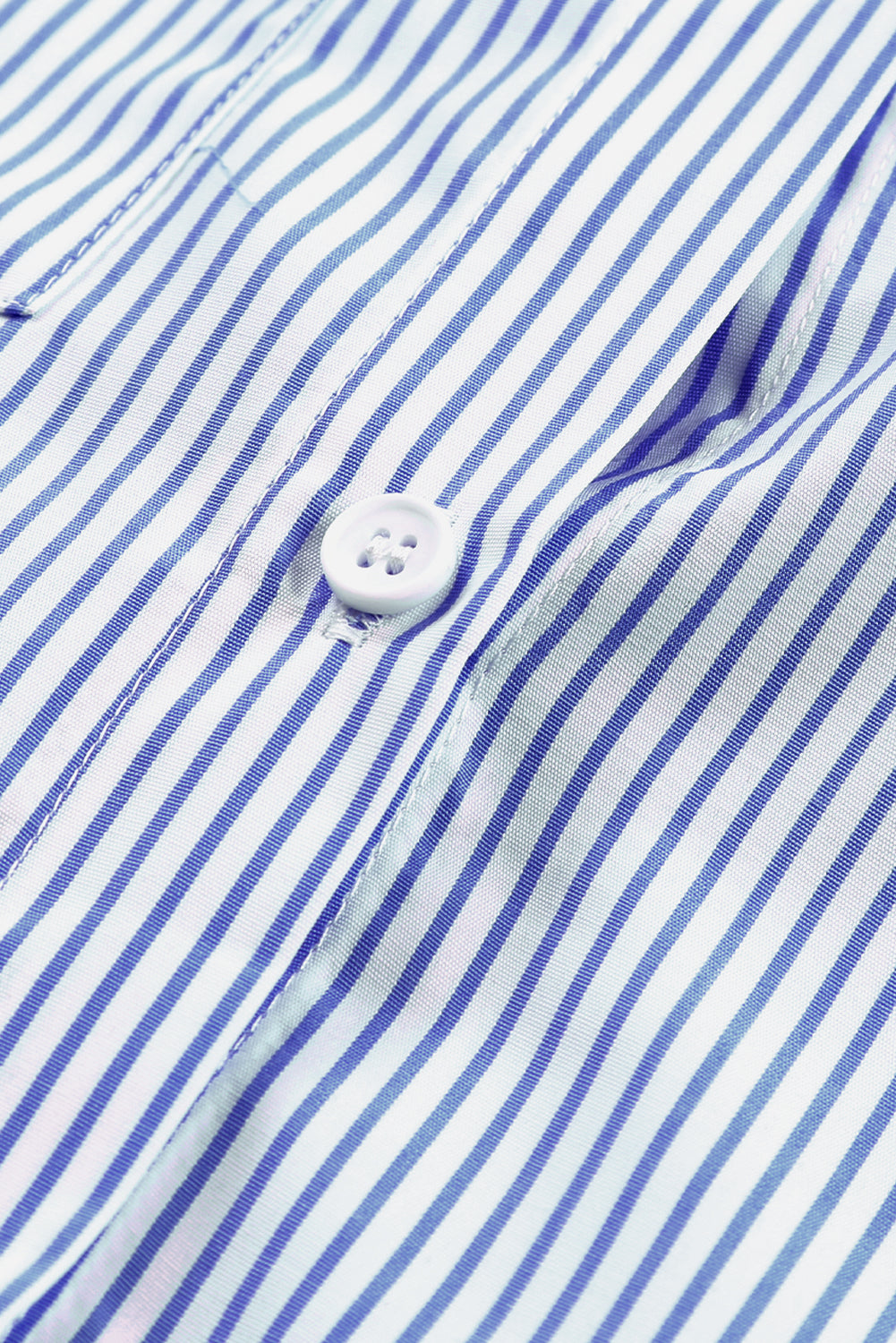 Blue Striped Shirred Cuffs Shirt