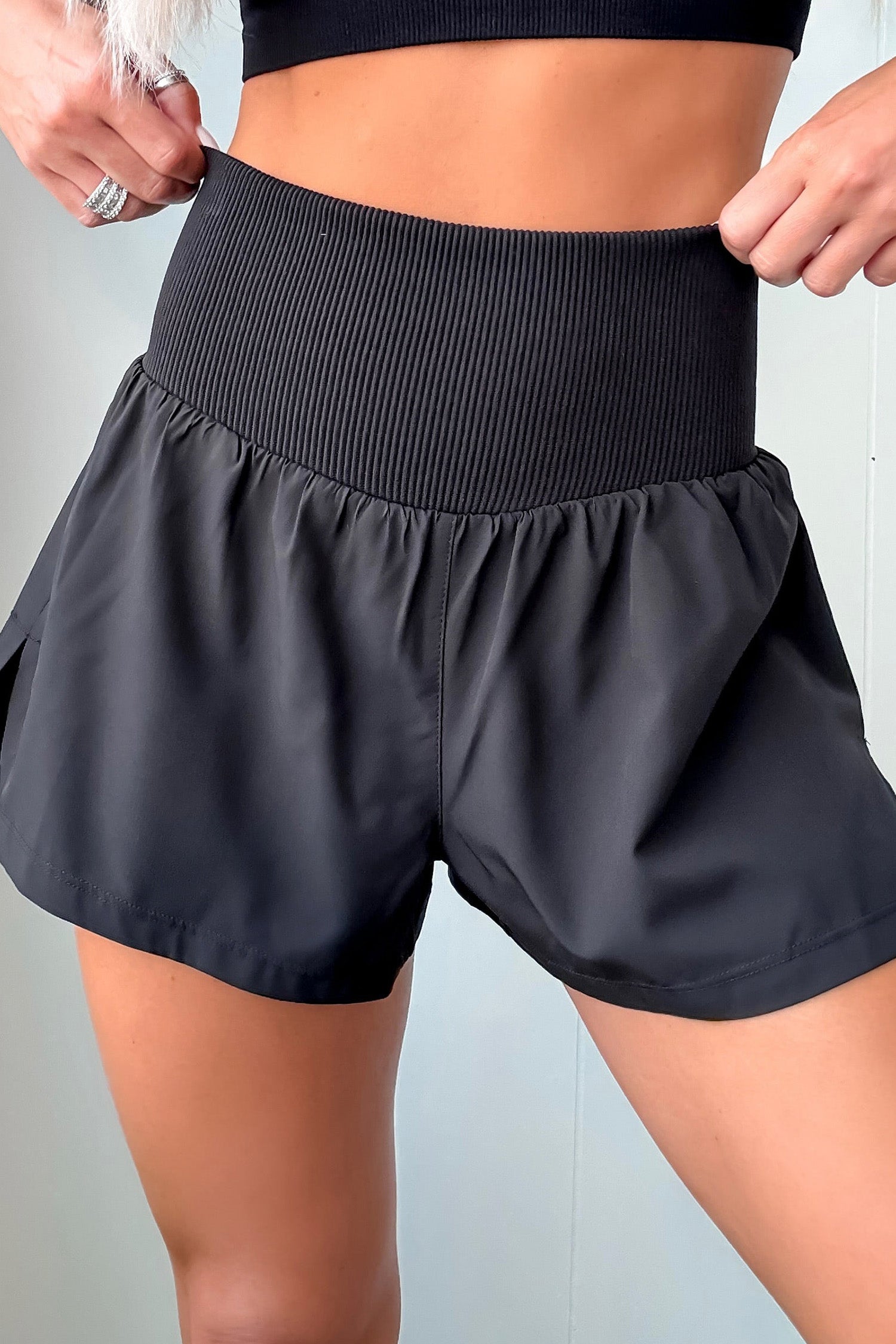 Black High Waist Athletic Shorts