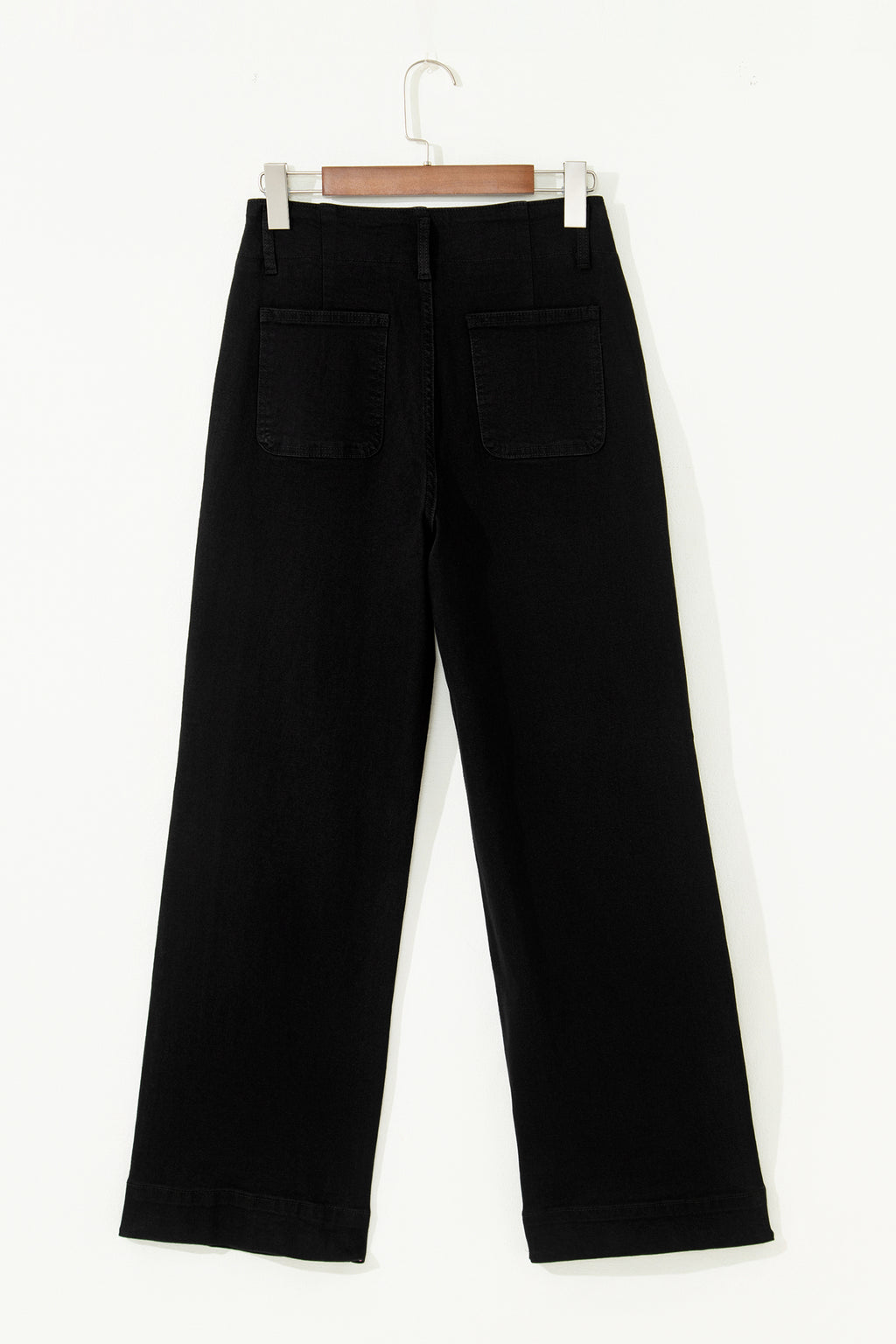 Black 2-Button High Waist Wide Leg Jeans
