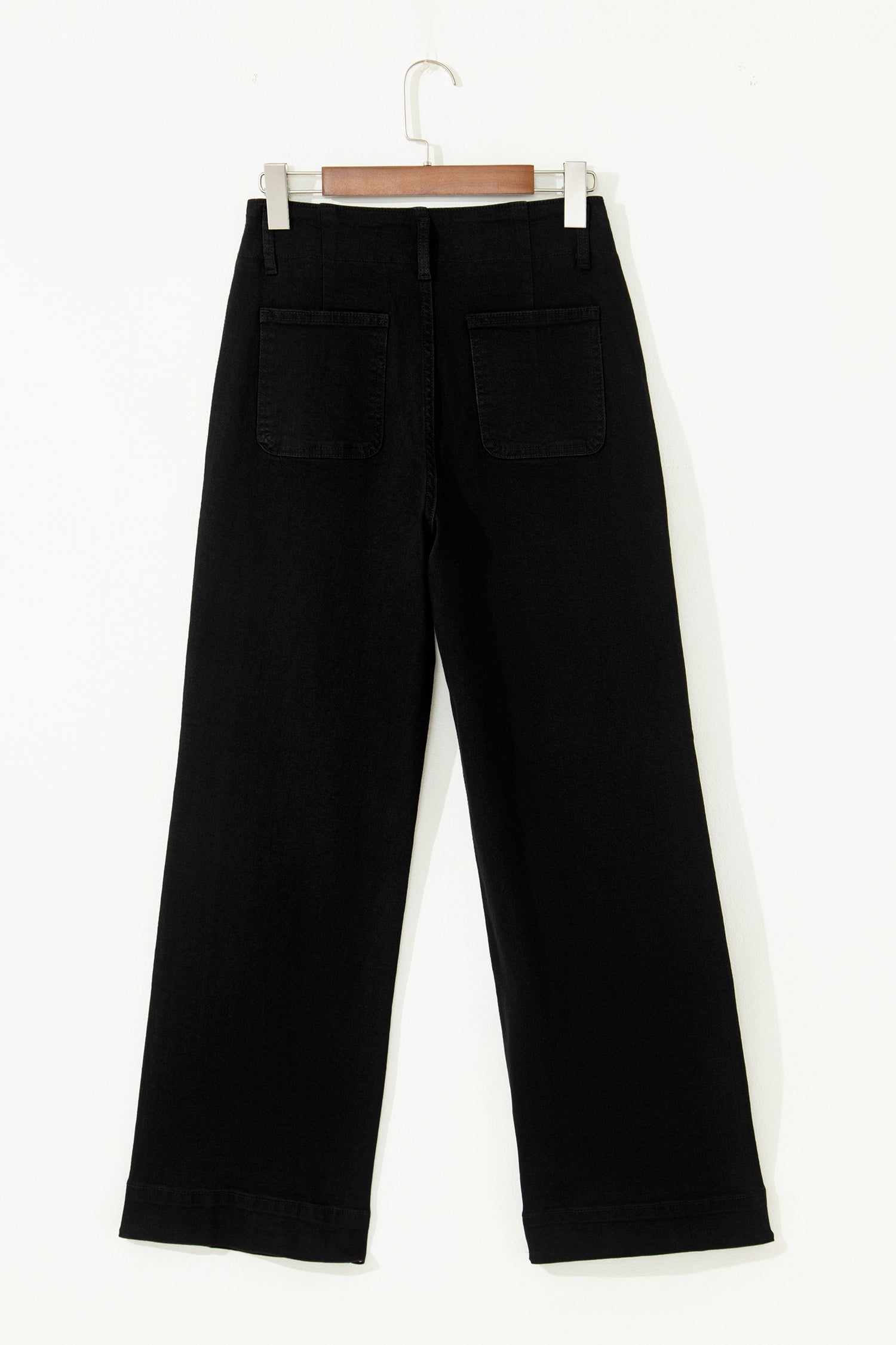 Black 2-Button High Waist Wide Leg Jeans