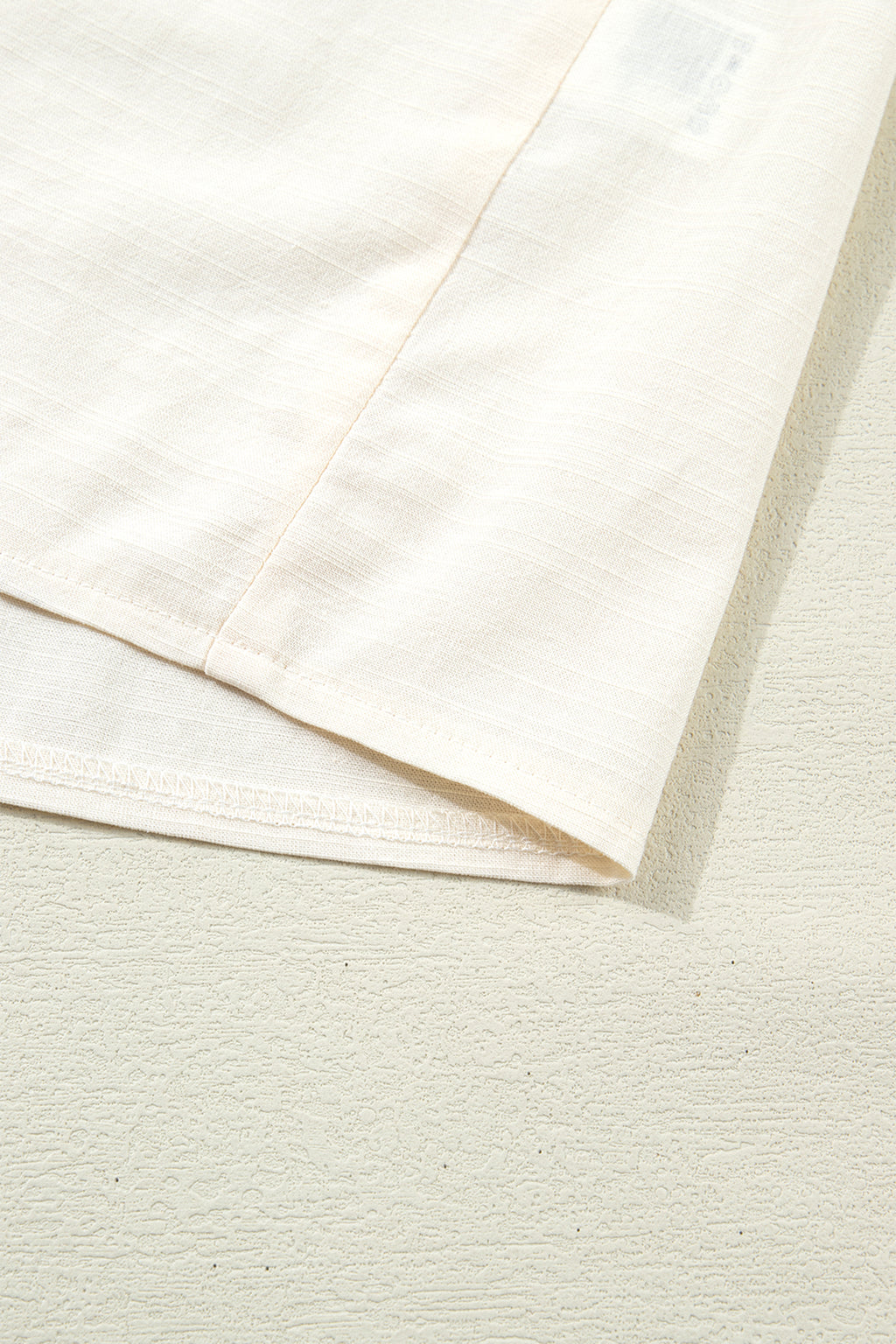 Beige Button Down Long Puff Sleeve Blouse Black Trim