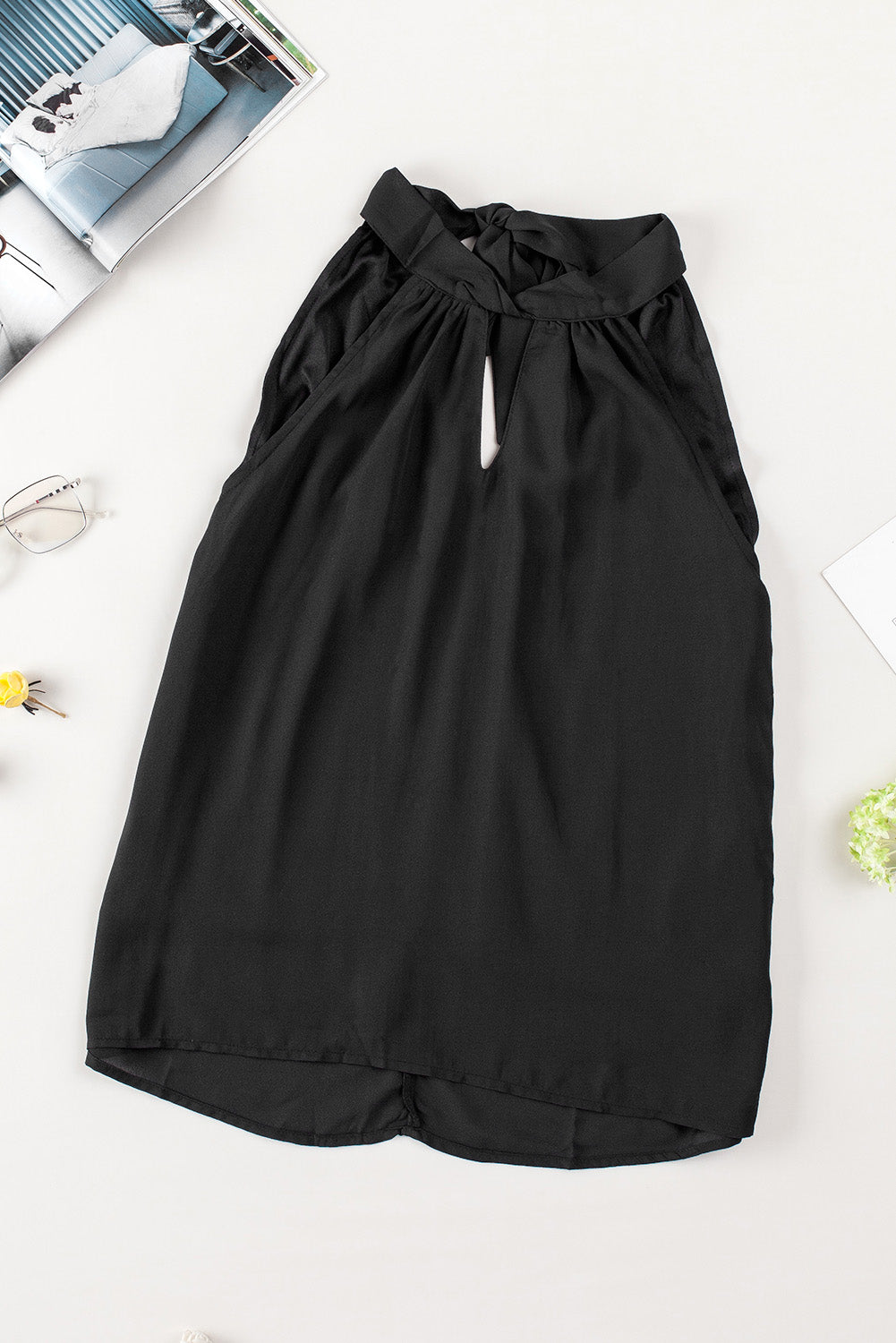 Black Keyhole Halter Neck Tank