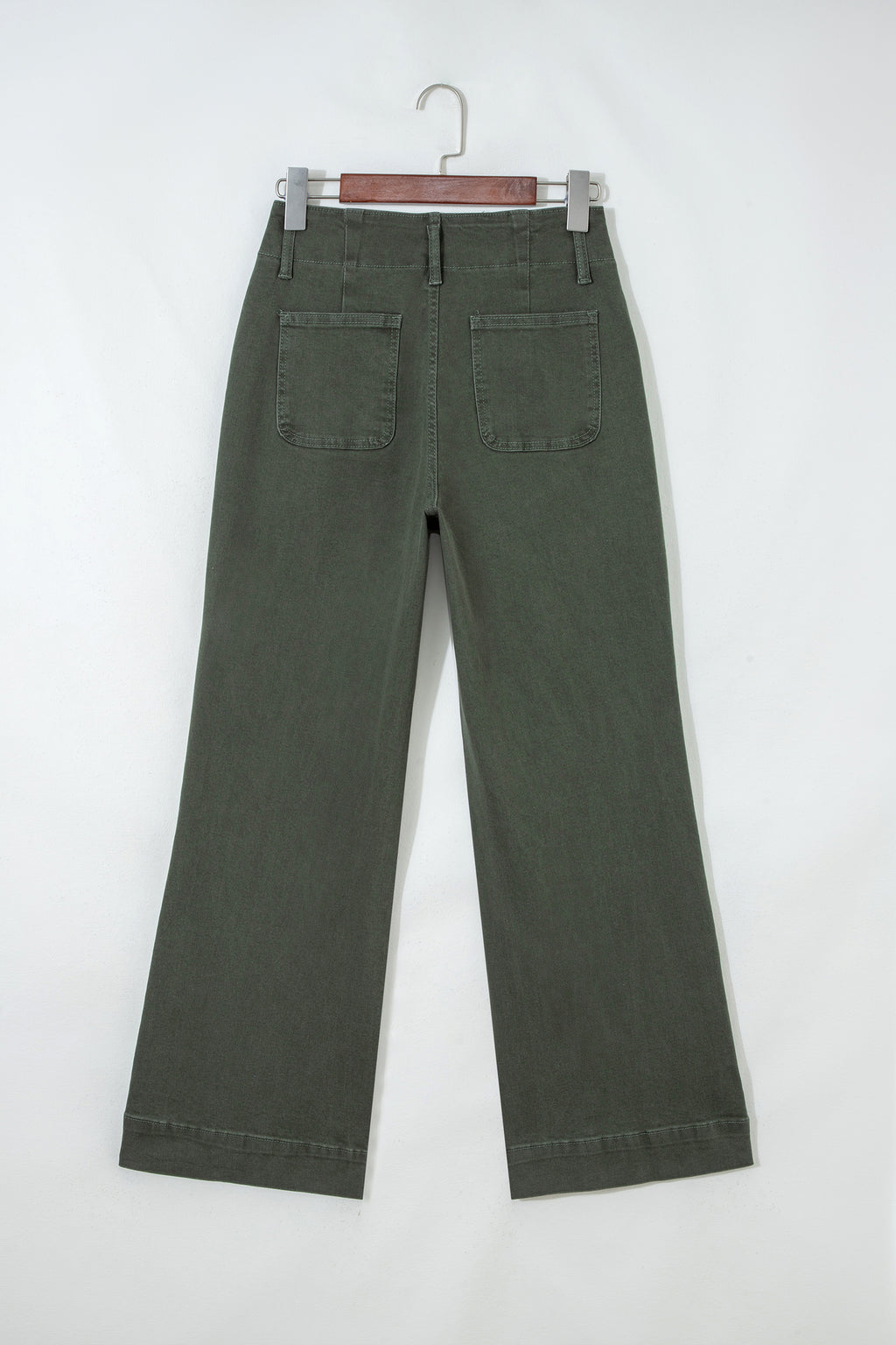 Mist Green 2-Button High Waist Wide Leg Jeans