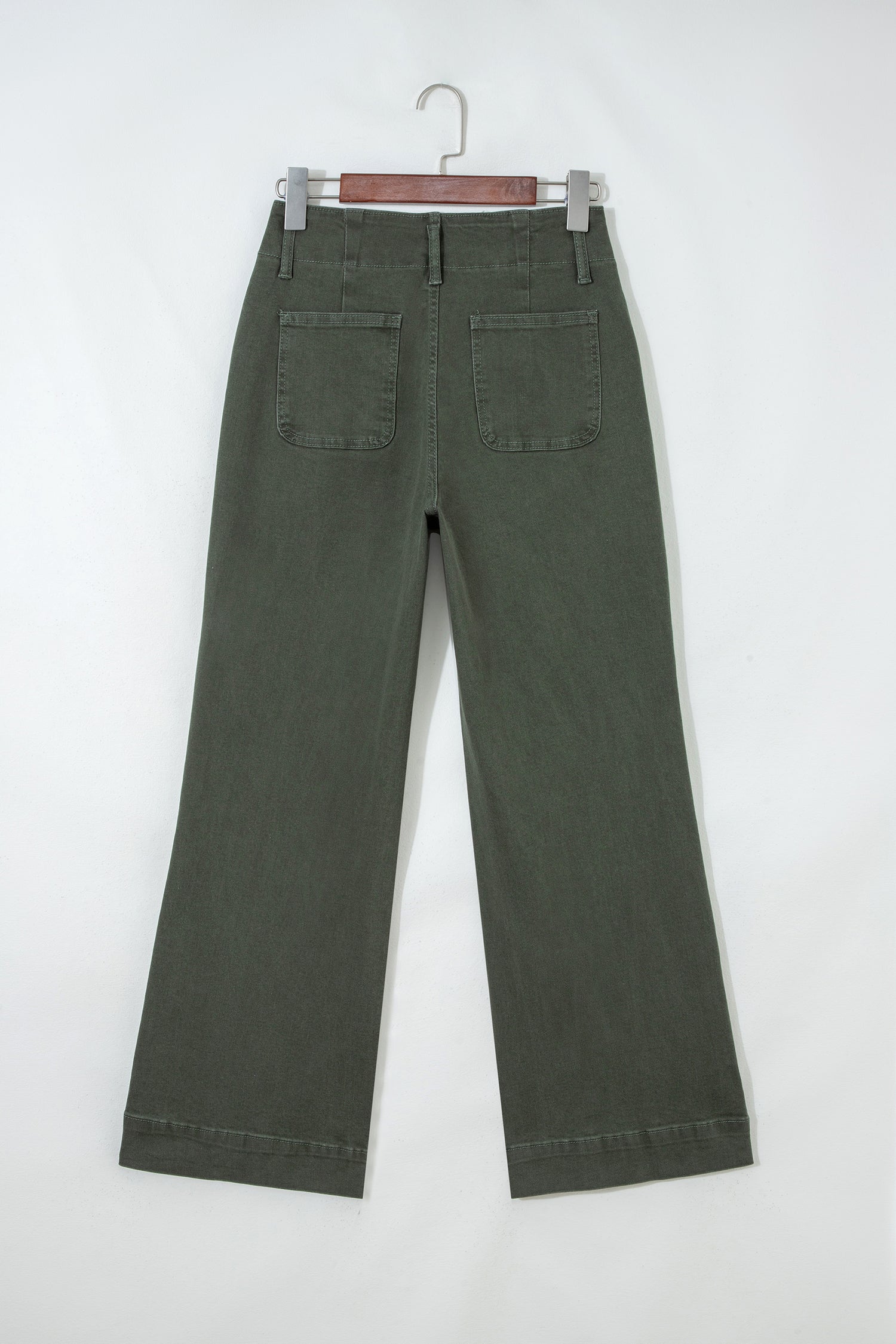 Mist Green 2-Button High Waist Wide Leg Jeans
